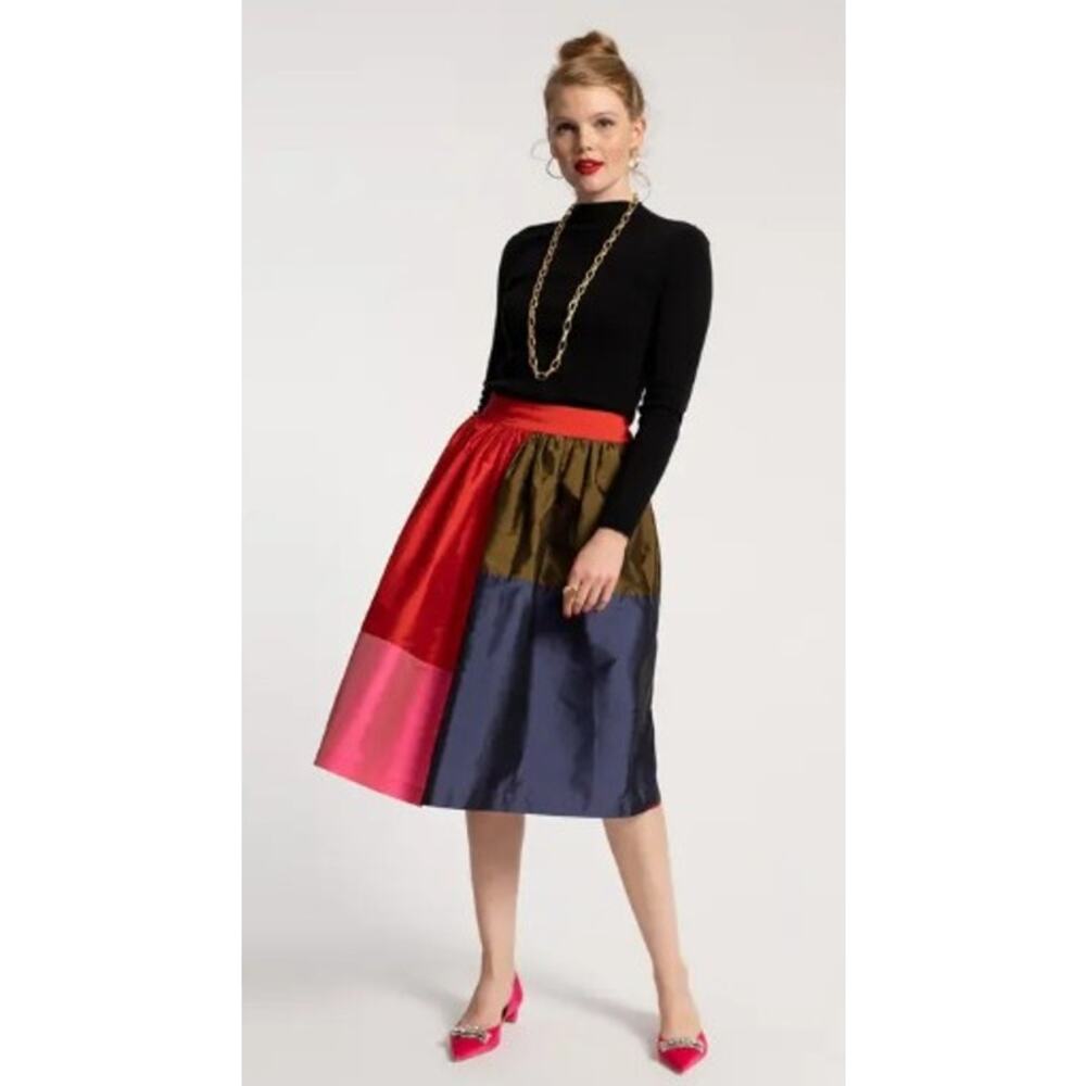 Frances Valentine Barbara Gathered Colorblock Midi Skirt Women’s Sz. S - Picture 2 of 11